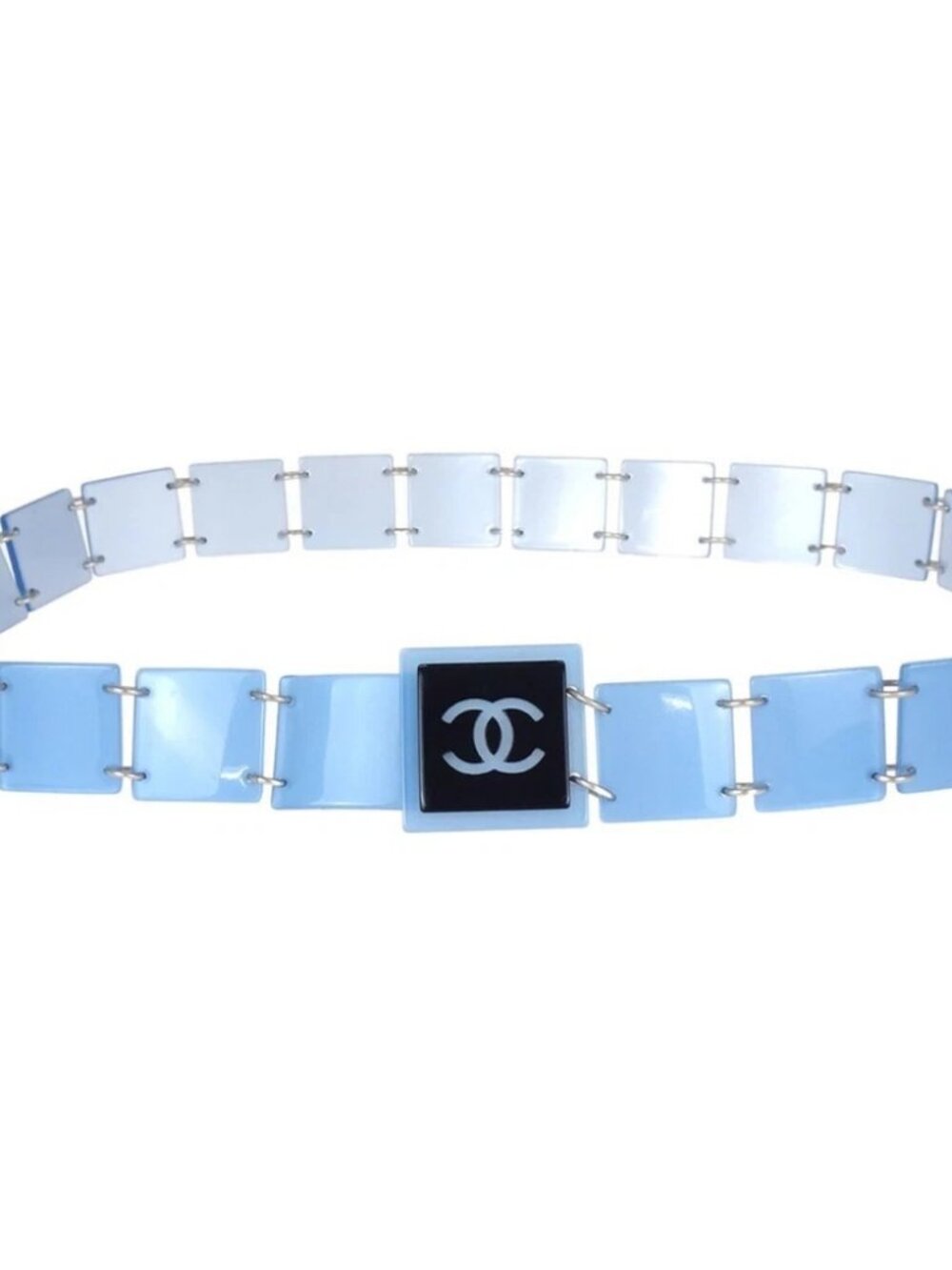 Chanel CC Blue Chain Belt 00T Small Good